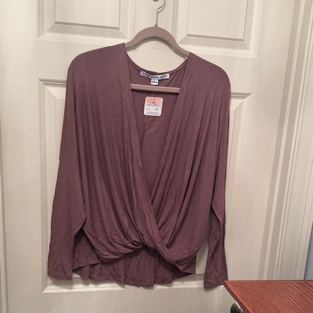 HYFVE Dusty Rose Drape Front Blouse